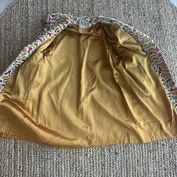 Super unique vintage 1960s multicolored tapestry trench coat statement piece - Picture 6 of 6